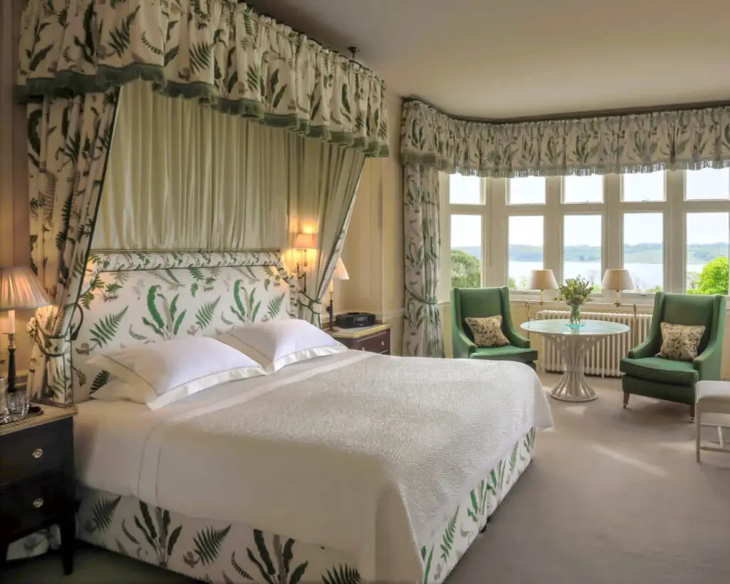 A lake view room at Hambleton Hall in Rutland